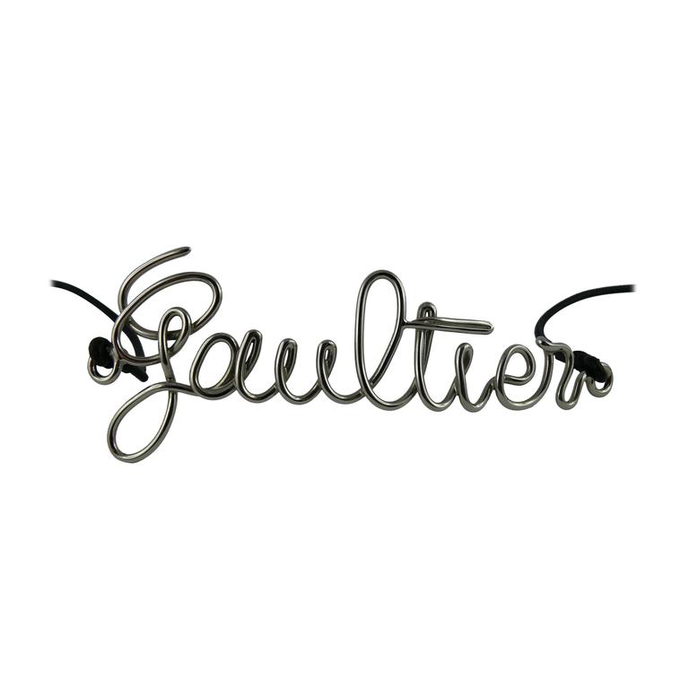 Cursive Logo - Jean Paul Gaultier Cursive Logo Metal Chrome Thin Belt at 1stdibs