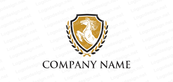 Horse Laurel Logo - horse set inside shield crest with laurel | Logo Template by ...