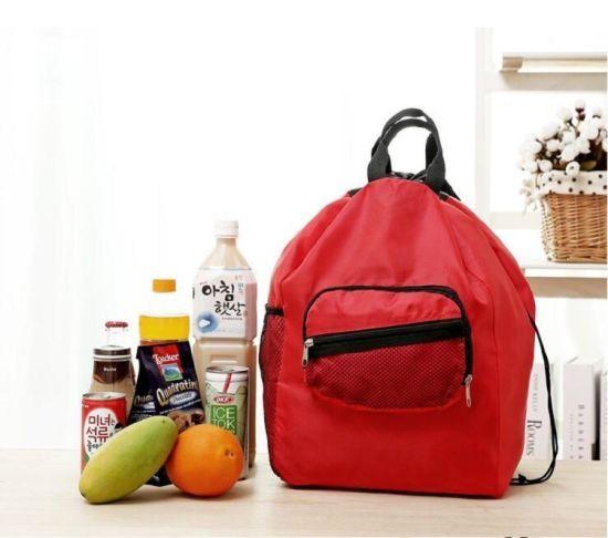 Red Supermarket Logo - China Custom Red Foldable Backpack Shopping Bag Supermarket Bag