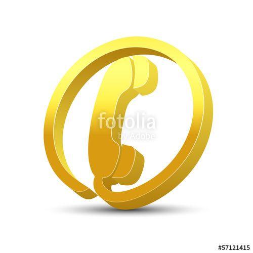 Gold Phone Logo - golden phone icon 3d