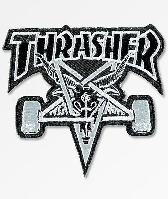 Skate Force Logo - Thrasher Skate Goat Black & Silver Patch | Zumiez