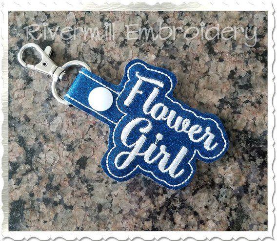 FOB Flower Logo - Flower Girl In The Hoop Snap Tab Key Fob Machine Embroidery | Etsy