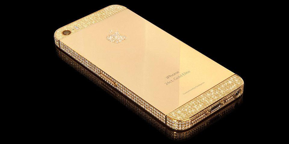 Gold Phone Logo - iPhone SE Swarovski Style Elite Bezel Top and Bottom and Apple logo ...