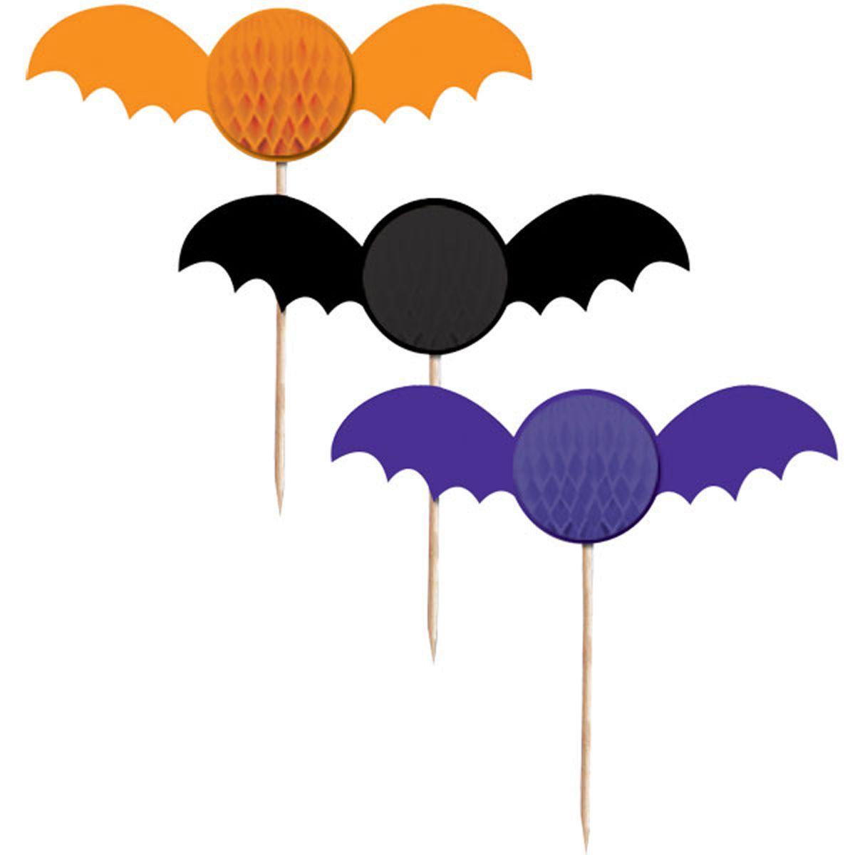 Bat Food and Drink Logo - x HALLOWEEN Bats Cupcake Picks Vampire Honeycomb 3D Bat food