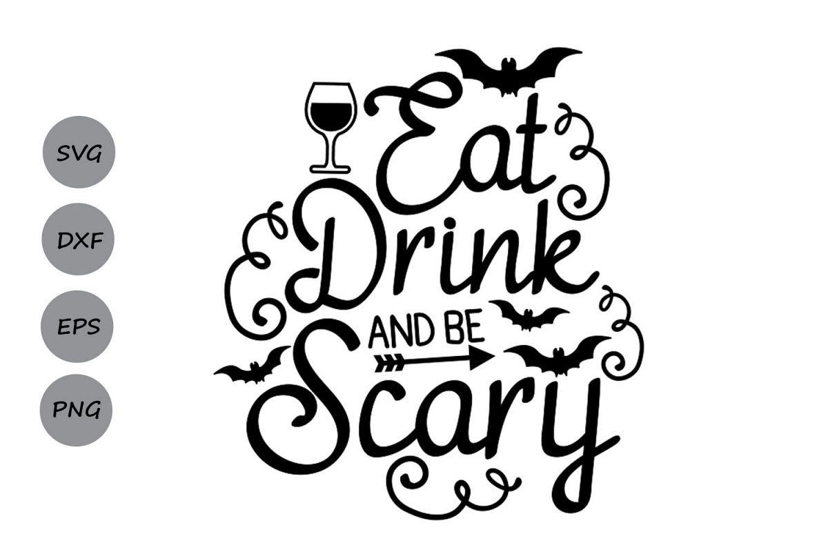 Bat Food and Drink Logo - Eat, drink and be scary svg, halloween svg, spooky svg, bat