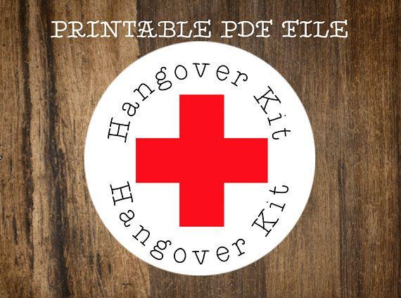 Printable Red Cross Logo - PRINTABLE STICKERS Hangover Kit, RED cross, Bachelorette favor ...