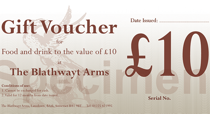 Bat Food and Drink Logo - Voucher Blathwayt Arms: traditional thatched village pub