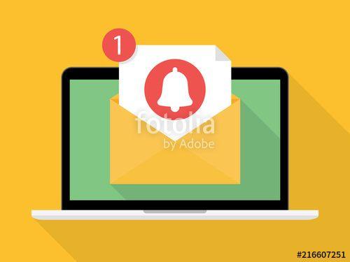 Email Notification Logo - Email notification on laptop Illustration Vector