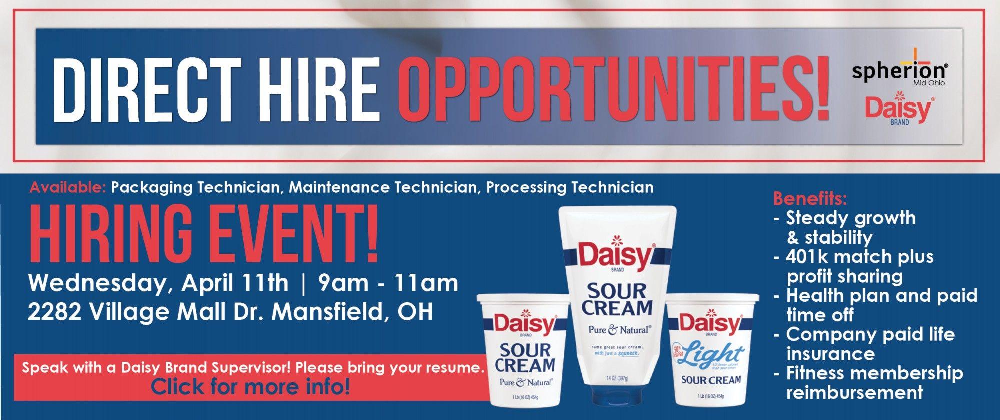 Daisy Brand Logo - Daisy Brand Direct Hiring Event - Spherion Ohio