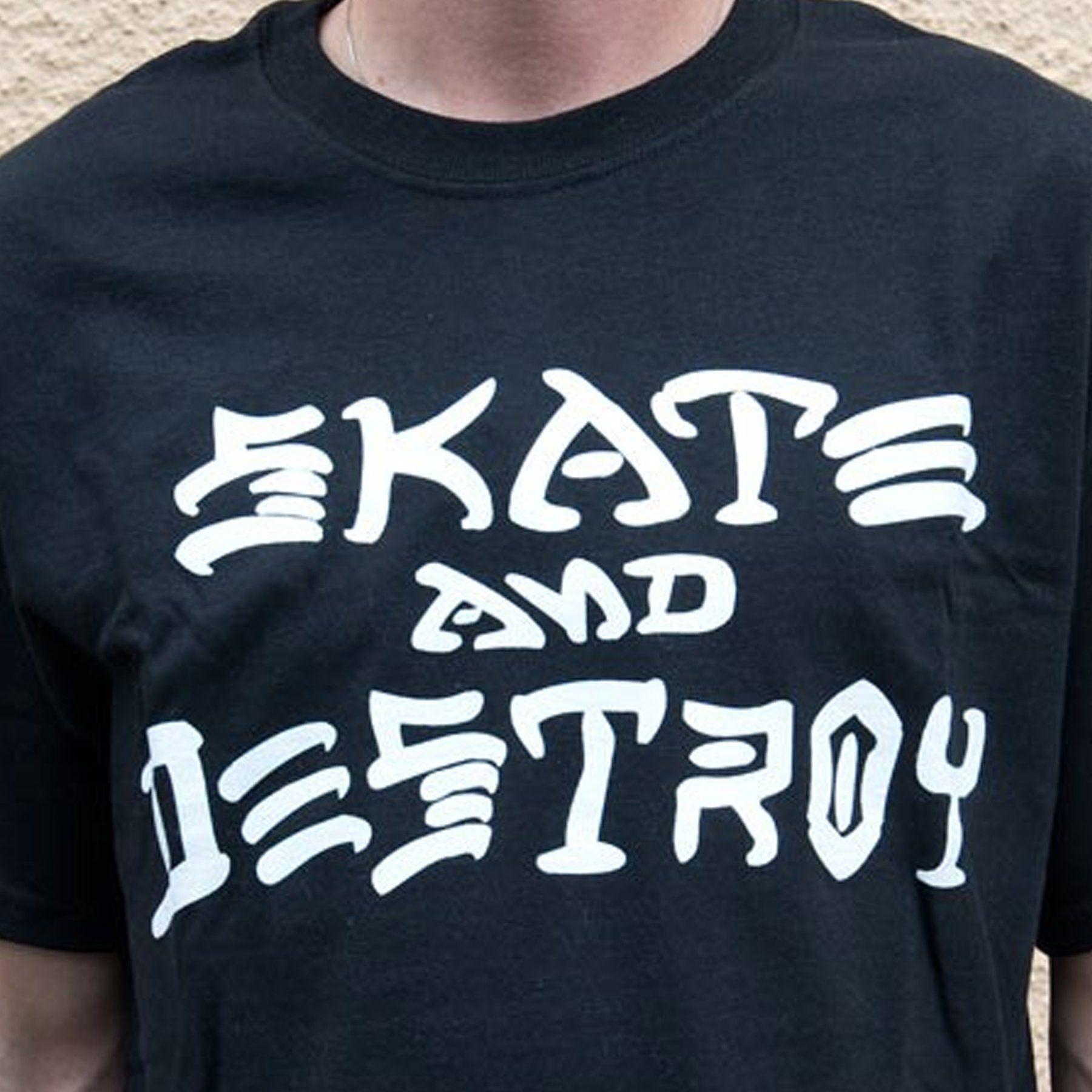 Skate and Destroy Logo - THRASHER T-SHIRTS-SKATE & DESTROY BLACK – Urban Ave Boardshop