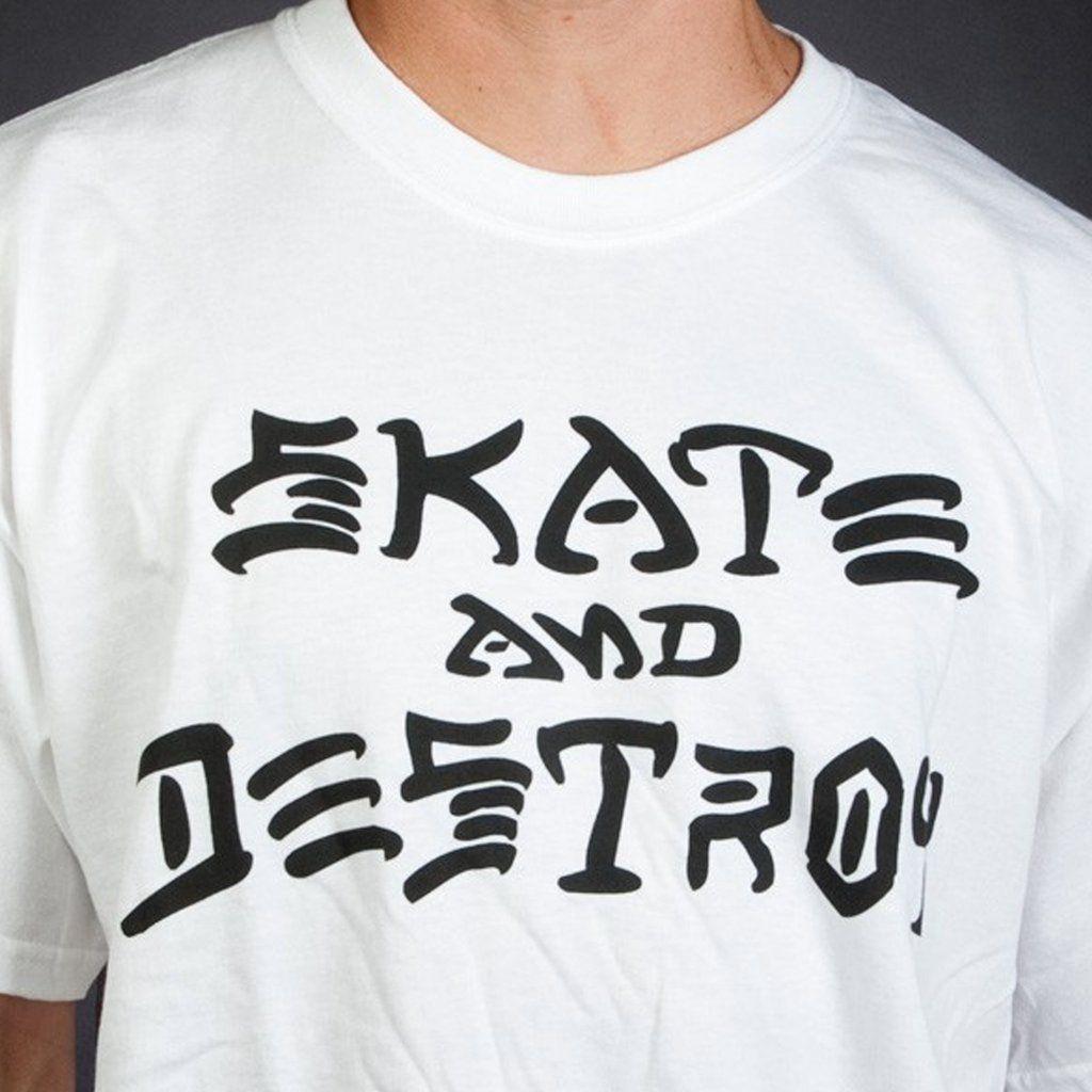Skate and Destroy Logo - THRASHER T-SHIRTS-SKATE & DESTROY WHITE – Urban Ave Boardshop