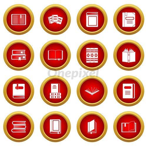 Red Circle Auto Logo - Books icon red circle set