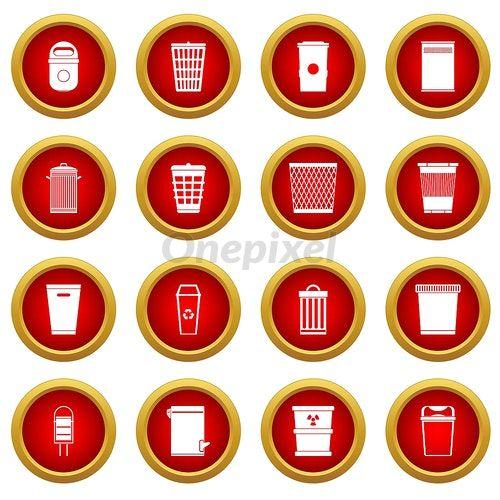 Red Circle Auto Logo - Trash can icon red circle set