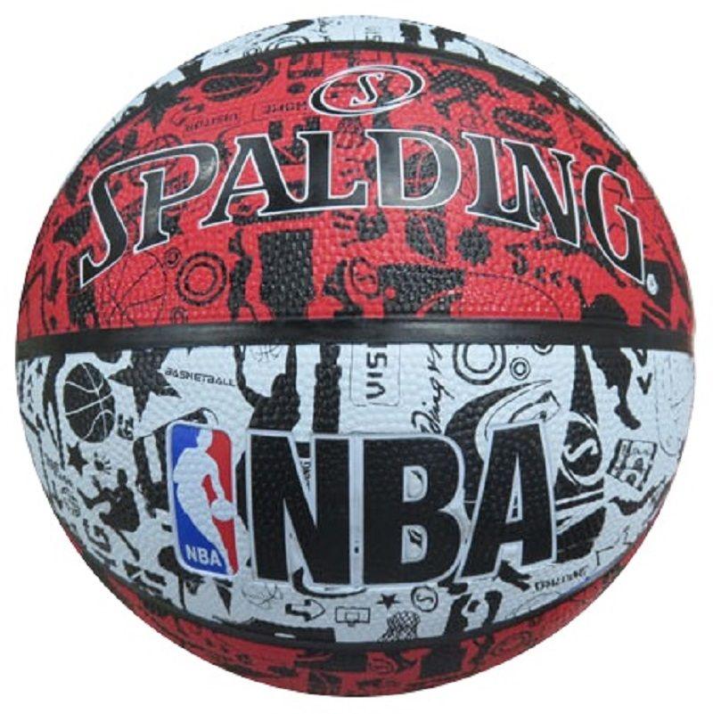 Red White and Black Basketball Logo - Spalding NBA Graffiti Red White Black - Bigfoot Basketball