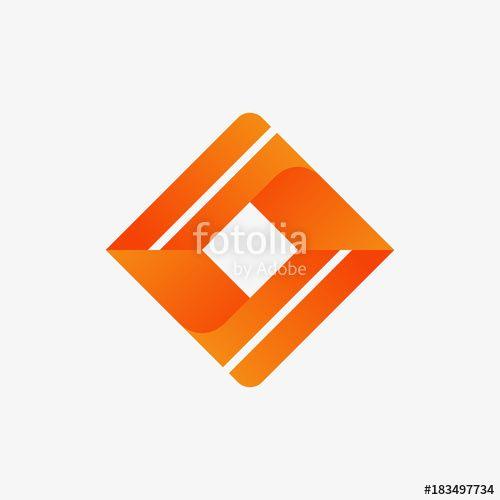 Orange Curve Logo - Orange Square abstract logo icon with curve Stock image and royalty