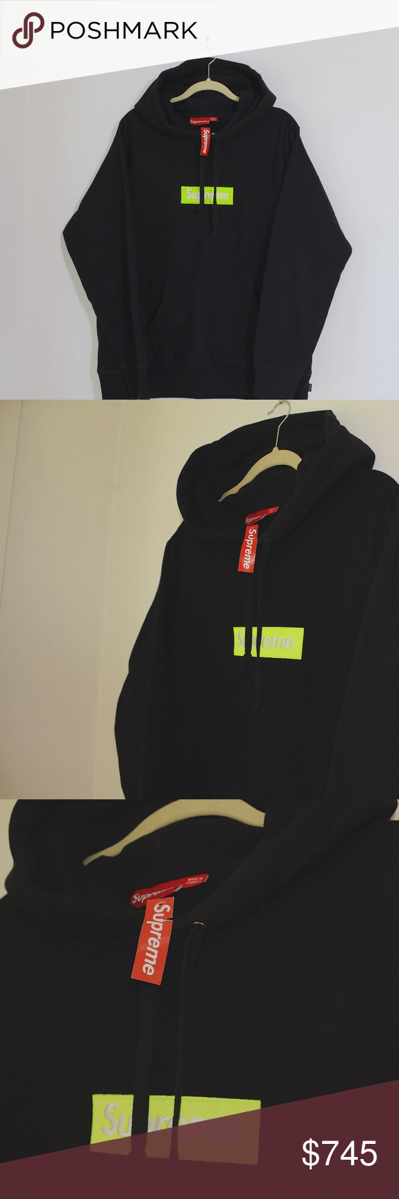 Black and Yellow Box Logo - SUPREME supreme box logo hoodie sweatshirt NWT. My Posh Closet