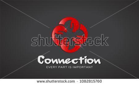 Colored Hands Logo - Vector Teamwork Red Color Hands Logo Template #business #concept