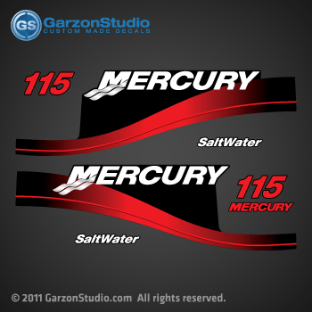 Mercury Outboard Logo - MERCURY 115 hp 2004 ELPTO decal set red