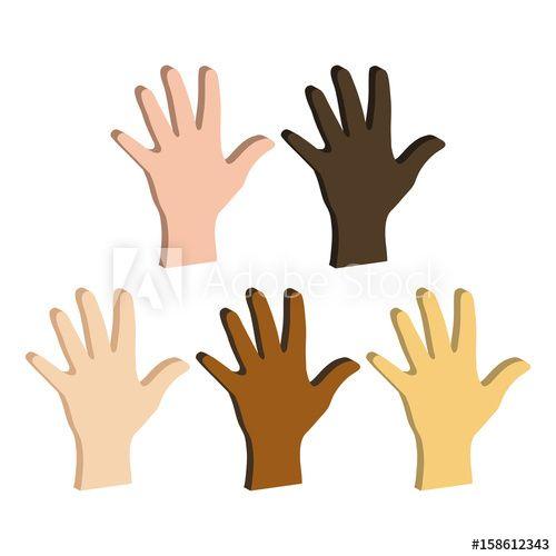 Colored Hands Logo - Different Color Hands, Ethnicity Hands symbol. Flat Isometric Icon