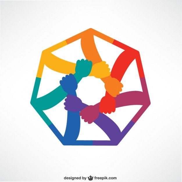 Colored Hands Logo - connected circles vector | free vectors | UI Download
