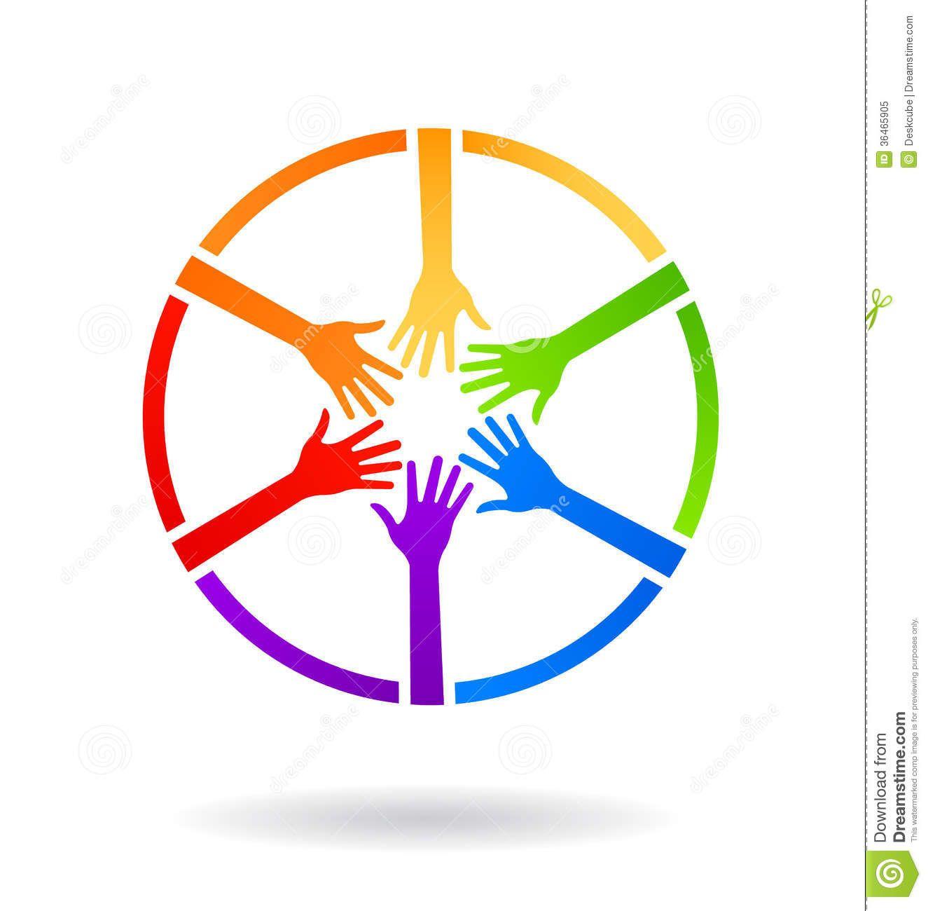 Colored Hands Logo - Circle Logo Design. Colorful Meeting Circle Hands Logo design