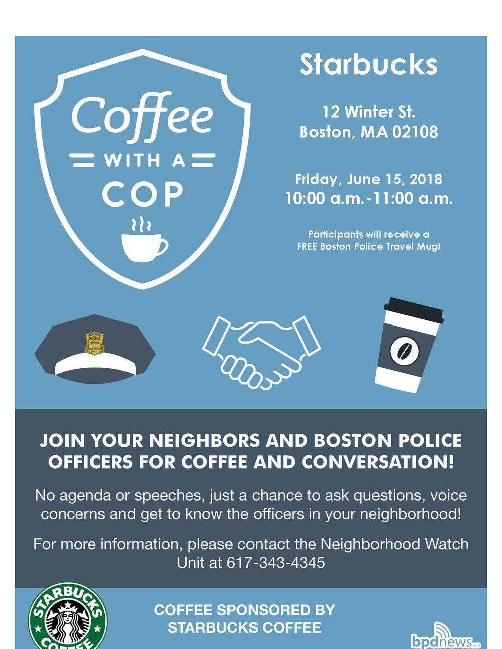 Coffee Crossing Logo - Coffee with a Cop is Coming to Starbucks in Downtown Crossing ...