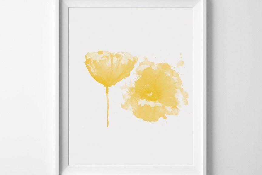 Yellow Flower Candy Company Logo - Yellow Wall Art, Watercolor Print, Flower Print, Yellow Print, Watercolor