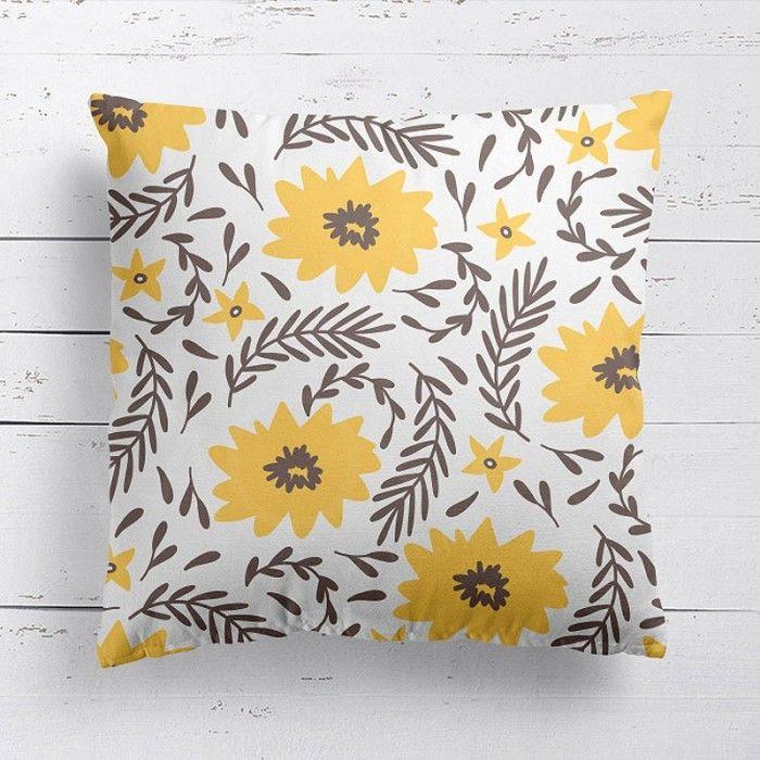 Yellow Flower Candy Company Logo - Blooming Yellow Flowers Cushion - Red Candy