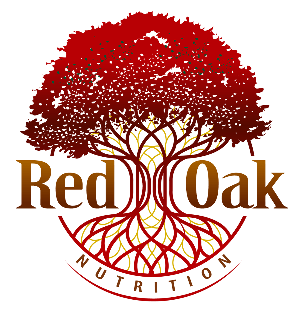 Tree with Red Logo - Oak tree Logos