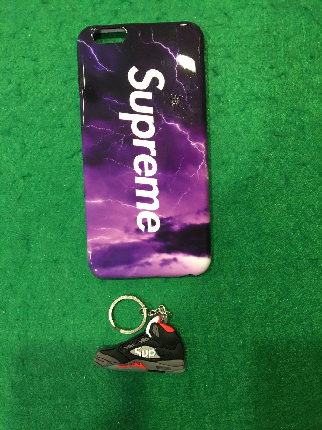 Purple BAPE and Supreme Box Logo - Thunder Supreme Box logo case