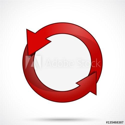 Blank Round Logo - Round sticker tag with arrows. Blank vector icons in red color with ...