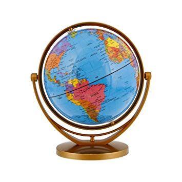 Gold Blue World Globe Logo - TCP Global 5.6 (14.2cm) Blue Ocean Desktop World Globe
