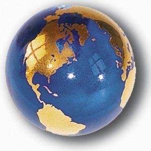 Gold Blue World Globe Logo - Blue Earth Marble With 22k Gold Continents, Recycled