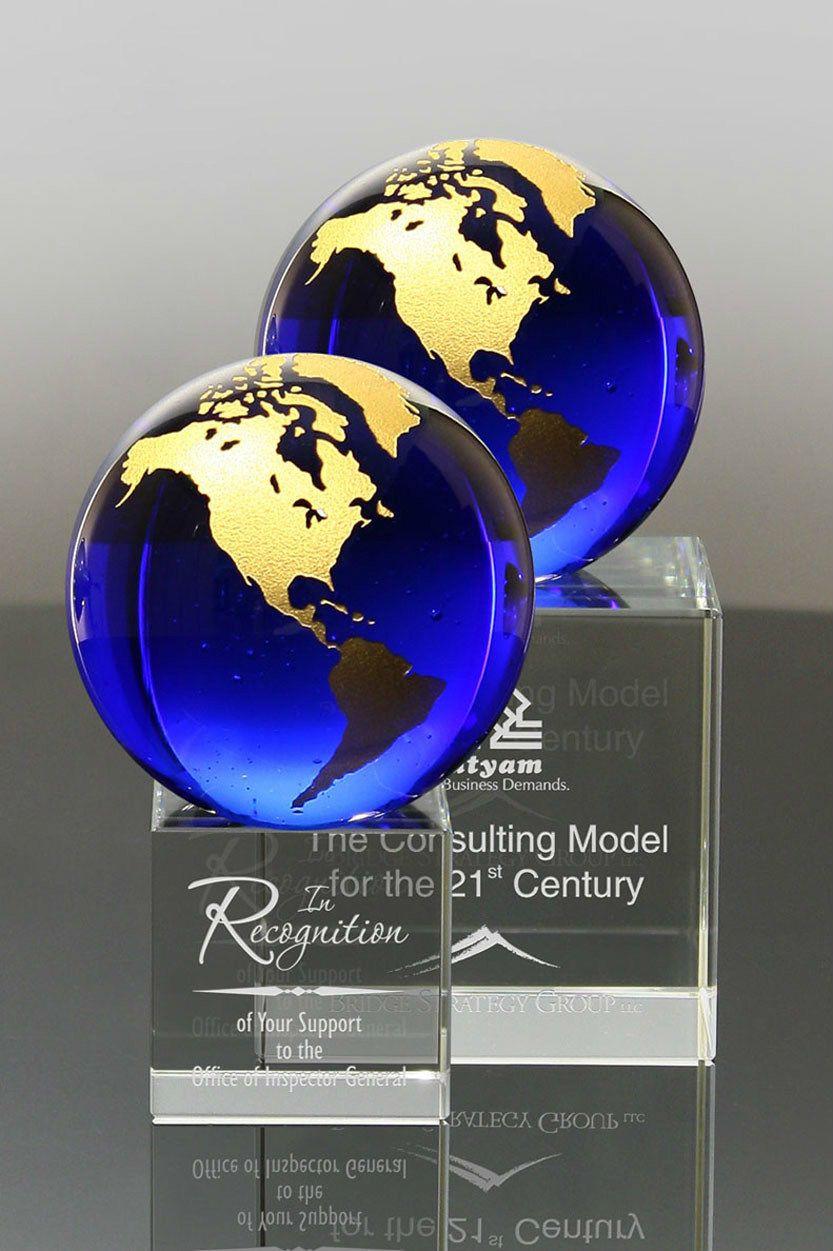 Gold Blue World Globe Logo - China 2017 New Duke Blue Crystal Award Gold World Globe for Popular ...