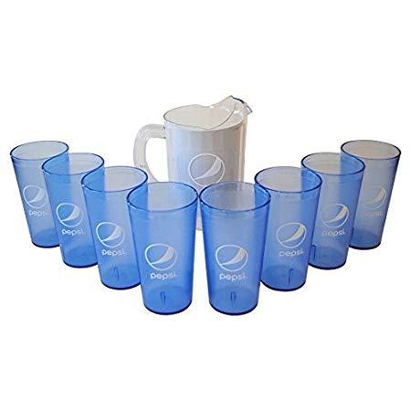 Blue Cylinder Logo - Pepsi Cola Logo Acrylic Beverage Drinking Glasses And Pitcher
