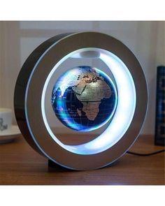 Gold Blue World Globe Logo - 4 Inch Illuminated Magnetic Levitation Floating Globe Earth Map ...