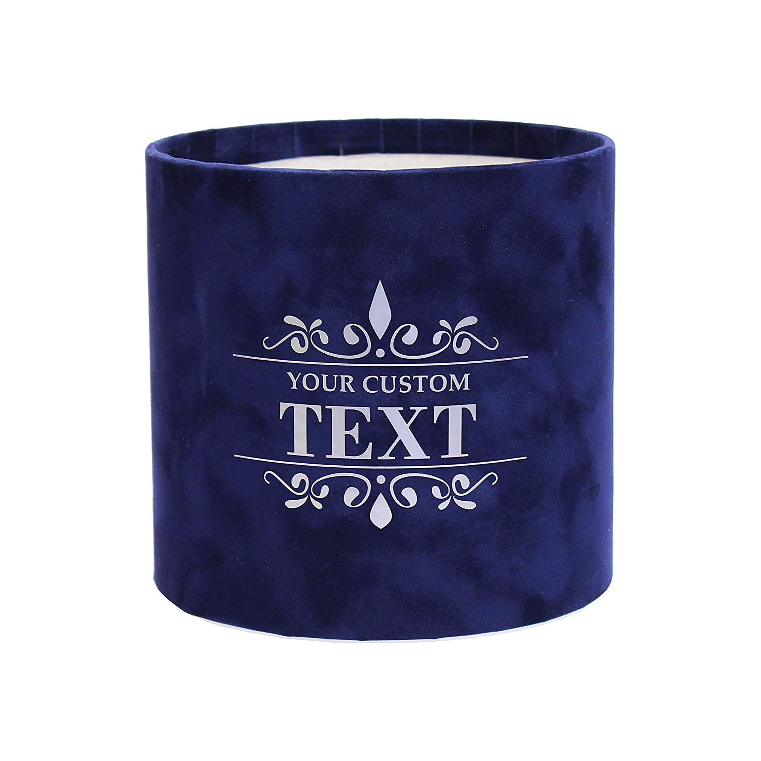 Blue Cylinder Logo - Gift Box Velvet Personalized Custom Logo text Round Blue Silver ...
