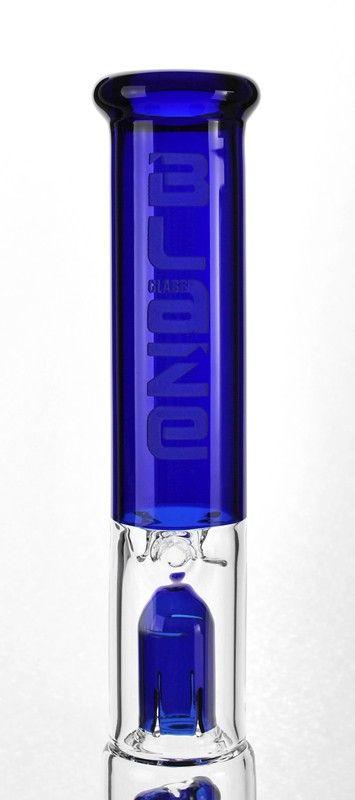 Blue Cylinder Logo - Blaze Glass Double Spiral Perc Cylinder Ice Bong