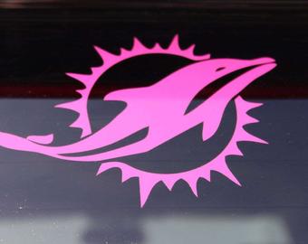 Pink Miami Dolphins Logo - Girl Chick Lady Driven Driver Vinyl Car Decal Sticker