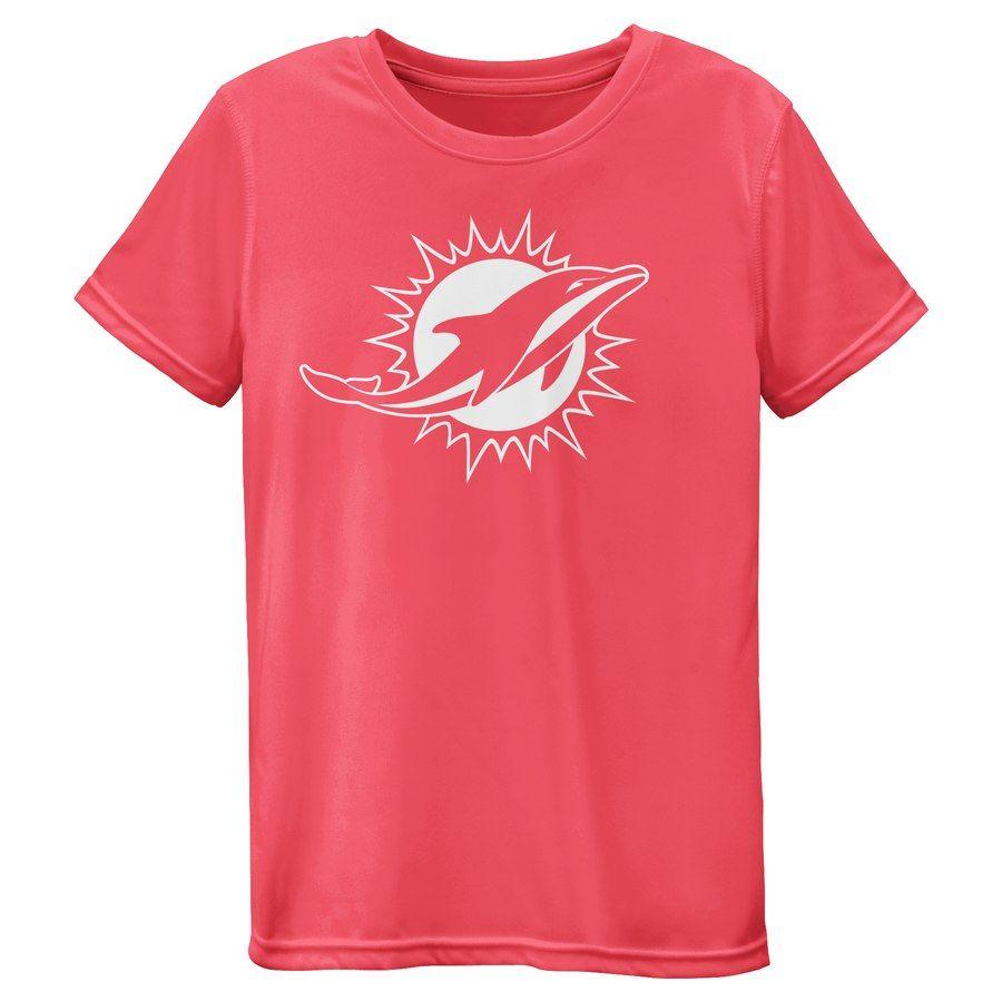 Pink Miami Dolphins Logo - Girls Youth Pink Miami Dolphins Neon Logo T-Shirt