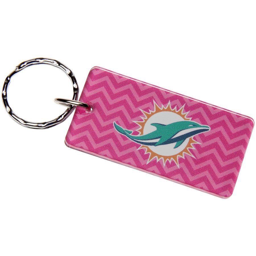 Pink Miami Dolphins Logo - Pink Miami Dolphins Chevron Printed Acrylic Team Color Logo Keychain
