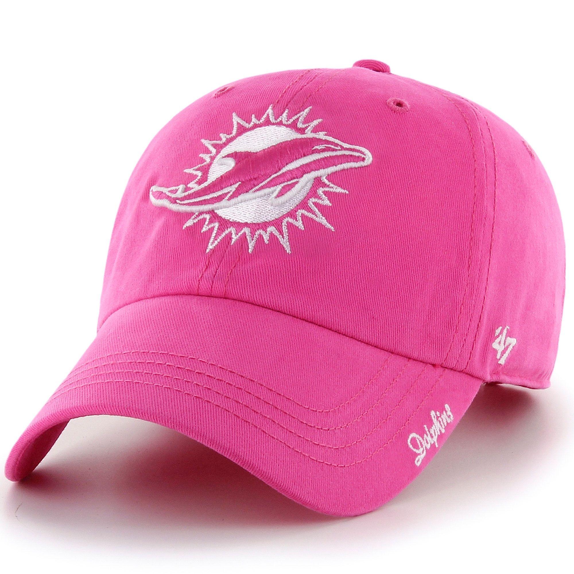 Pink Miami Dolphins Logo - Women's '47 Brand Pink Miami Dolphins Miata Clean Up Adjustable Hat ...