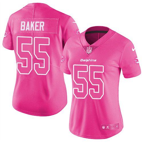 Pink Miami Dolphins Logo - Limited Nike Pink Women's Jerome Baker Jersey - NFL #55 Miami ...