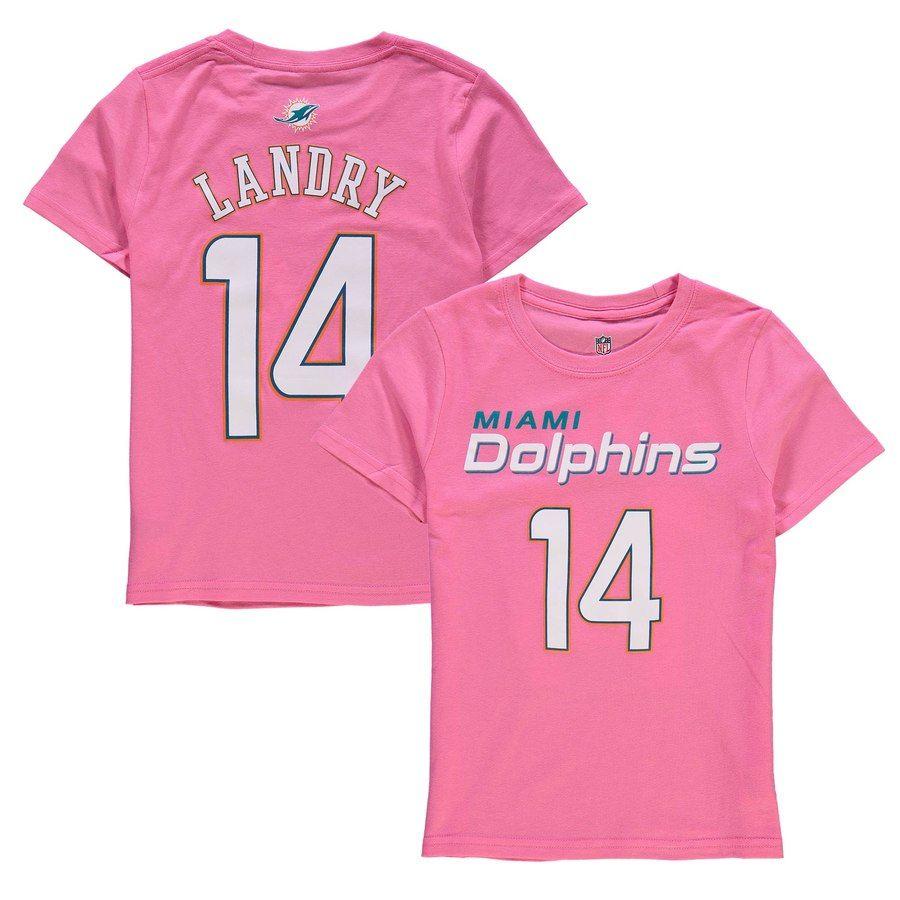 Pink Miami Dolphins Logo - Girls Youth Jarvis Landry Pink Miami Dolphins Mainliner Player Name ...
