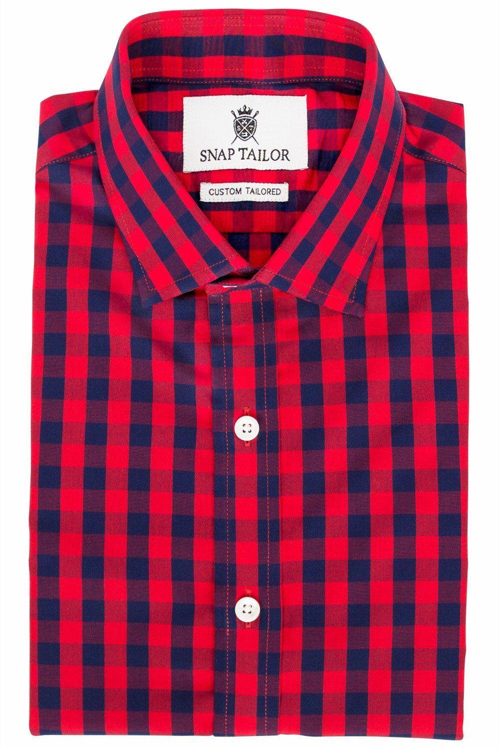 Red and Blue Check Logo - Game Day Red Blue Check Casual Shirt | Snap Tailor