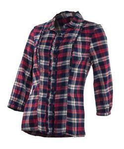 Red and Blue Check Logo - Ex- FnF Ladies Women Cotton Red/Blue Check Shirt Top 3/4 sleeve Size ...