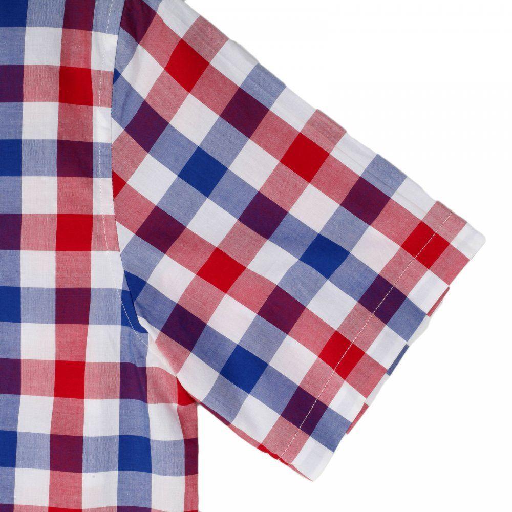 Red and Blue Check Logo - Red Blue and Navy Gingham Shirt by Fred Perry London