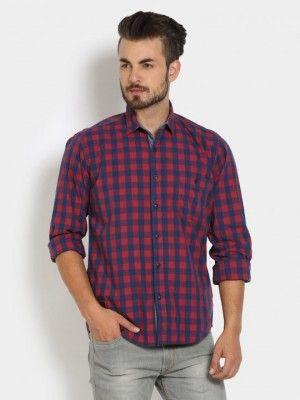 Red and Blue Check Logo - Shirts - Pepe men red & blue checkered shirt | Abof