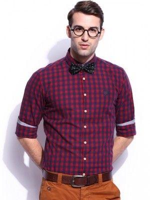 Red and Blue Check Logo - Shirts - Harvard men red & blue checked slim fit twill plaid brad ...