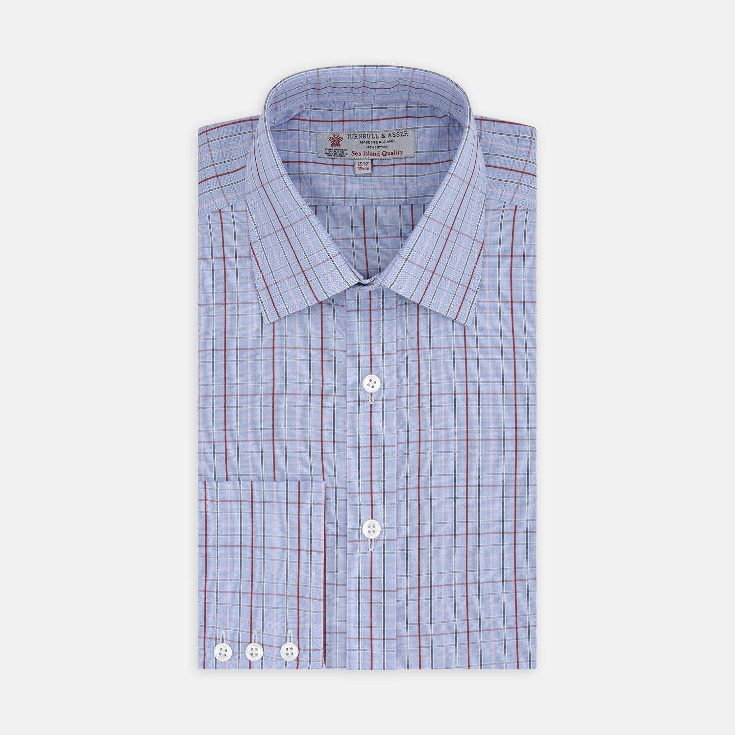 Red and Blue Check Logo - Red and Blue Check Sea Island Quality Cotton Shirt with Classic T&A ...